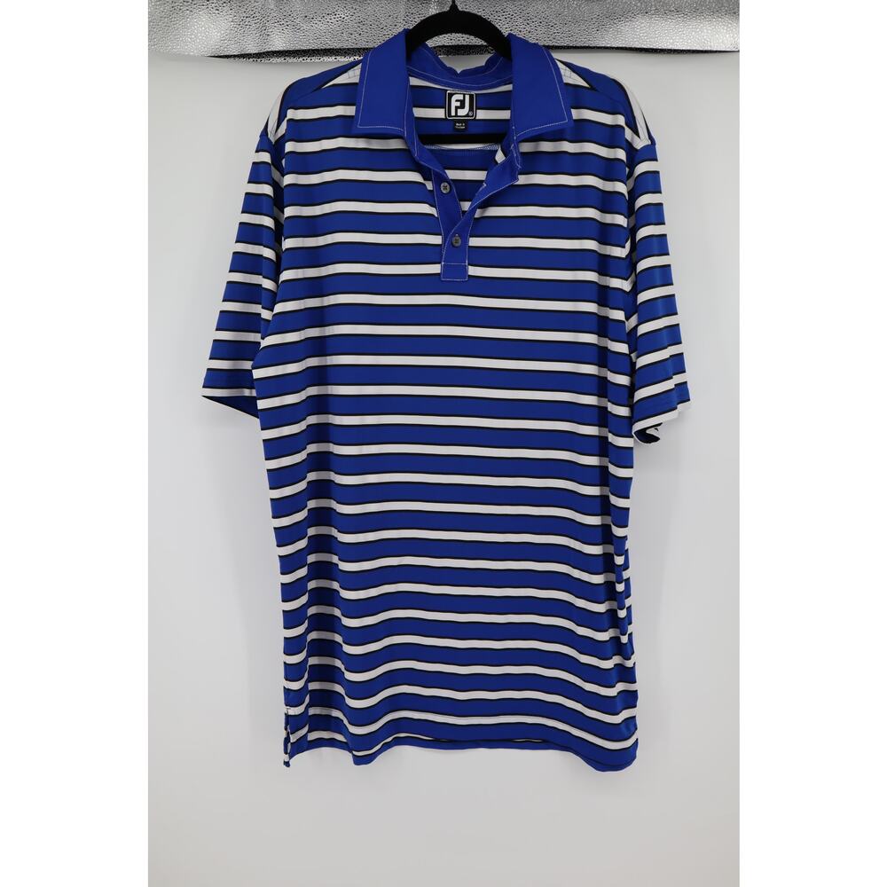 FootJoy Blue White and Black Striped Polo Size XL Men's
